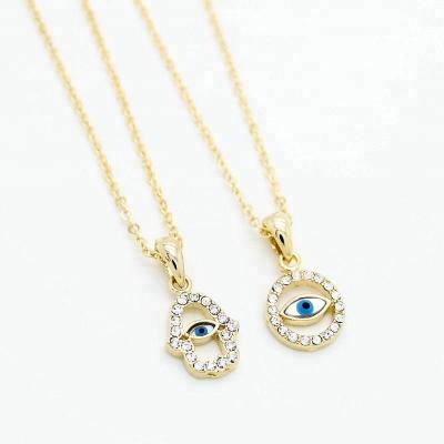 China 925 Sterling Silver Jewelry Charm Pendant 45cm Long Chain Simple CZ Silver Eye Necklace for sale