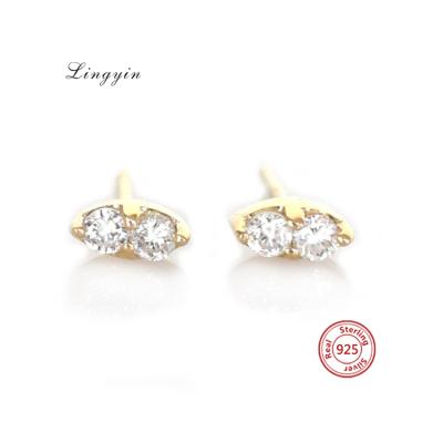 China 14k Gold 925 Earrings Fashion Zircon CZ Silver Plated 925 Silver CLASSIC Earring for sale