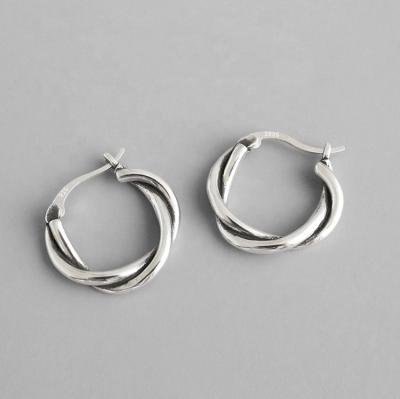 China FASHIONABLE Charm Retro Large Circle Earring 925 Sterling Silver Hoop Earring For Women for sale