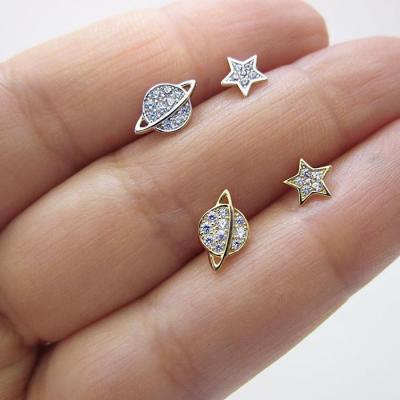 China Cute Ball And Star Pave Silver CZ 925 Zircon Earring LYE0305 for sale