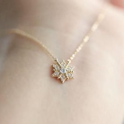 China Winter Romantic Jewelry Small Diamond Snowflake Sterling Silver Pendant Necklace LYN0940 for sale