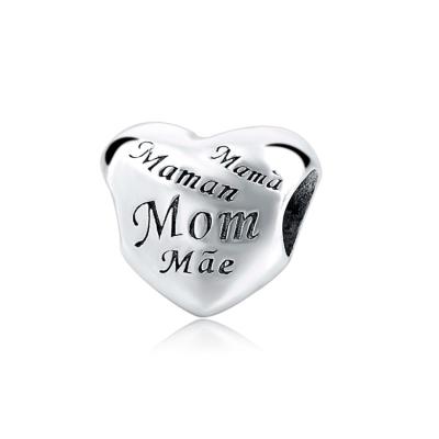 China Mom's Classic Classic Filigree Heart Charms 925 Sterling Silver Letter Charms for sale