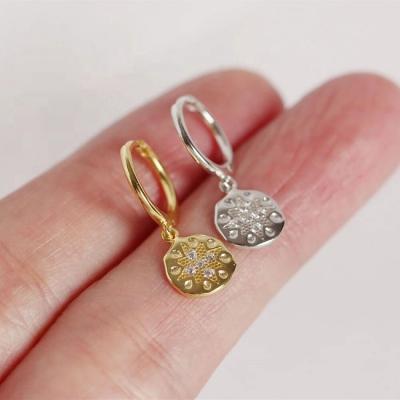 China 925 Romantic Trendy Silvery Stock Diamond Coin Drop Earrings LYE0469 for sale