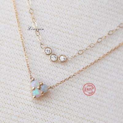 China BOHEMIA Charms Jewelry 925 Sterling Silver Synthetic Opal Stone Necklace Necklace Jewelry for sale