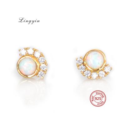 China BOHEMIA Jewelry Lingyin 925 Sterling Silver Opal Jewelry Stud Earrings For Women for sale