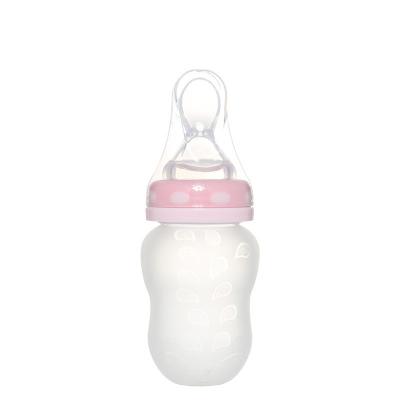 China BPA Free Material Food Grade Silicone Baby Milk Bottle Rice Powder Baby Feeding Bottle Multifunctional Extruded Feeding Bottle With Spoon for sale