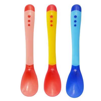 China Factory Wholesale Cheap Baby Feeding Spoons Free BPA Food Grade PP Toddler Temperature-Sensing Mini Spoon and Fork for sale