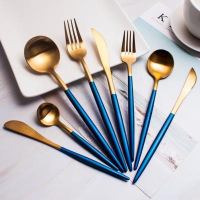 China WORTHBUY Sustainable Reusable Stainless Steel Cutlery Set Gold Plated Flatware Set Luxury Colorful Dinnerware Sets For Wedding for sale