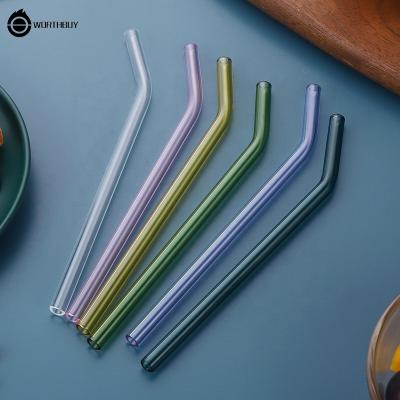 China Wholesale Milkshakes Viable Straight And Bent Straw Reusable Bent Glass Straws Long Set Reusable Clear Drinking Straws For Smoothie for sale