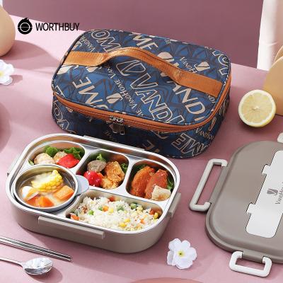 China WORTHBUY 316 Stainless Steel Sustainable Bento Box Large Capacity Lunch Box With Leakproof Cutlery Food Storage Container for sale