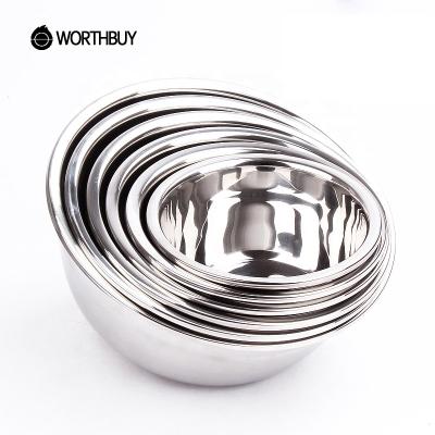 China WORTHBUY Sustainable Korean Fruit Vegetable Bowl Sliver Stainless Steel Food Bowl For Cooking Egg Mixer Bowl Kitchen Accessories for sale