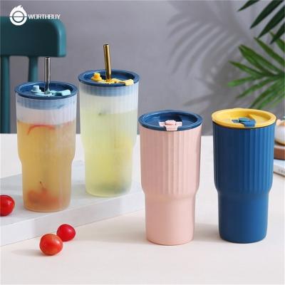 China WORTHBUY 22oz Sustainable Reusable Plastic Cups For BPA Cold Free Travel Coffee Mug Water Drinking Plastic Tumblers With Lid for sale