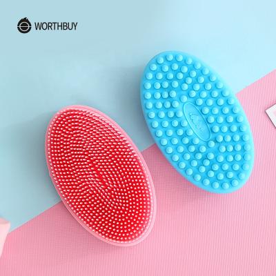 China Use WORTHBUY Ultra Soft Silicone Double Face Double Face Cleaning Massage Brushes Baby Silicone Bath Brush Hot Sale Products for sale