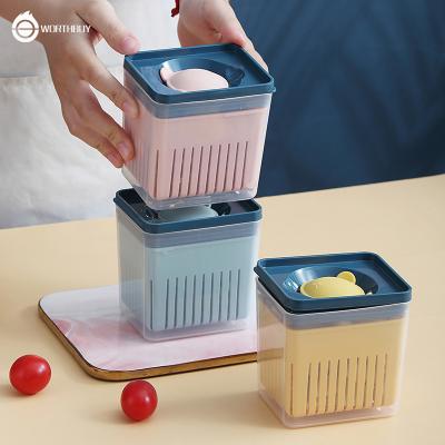 China Freshness Preservation WORTHBUY Kitchen Food Storage Container With Lids BPA Free Canning Storage Bangs Plastic Storage Box With Drainer for sale