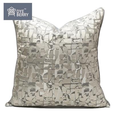 China Modern luxury broken Dyeberry viable platinum texture t jacquard cushion cover for living room for sale