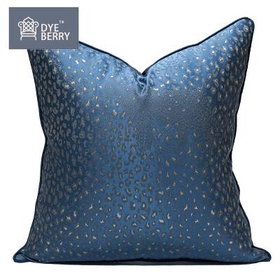 China Sustainable Dyeberry Navy Blue Texture Light Luxury Modern Square Jacquard Cushion Cover For Living Room for sale