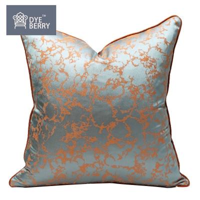 China Dyeberry Jacquard Jacquard Dyeberry Blue Smoky Orange Marble Texture Viable Luxury Modern Cushion Coverv With Piping for sale