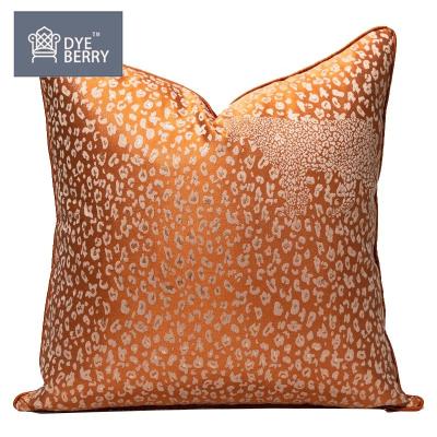 China Viable Orange Leopard Print Dyeberry Jacquard Modern Luxury Piping Cushion Cover For Living Room for sale