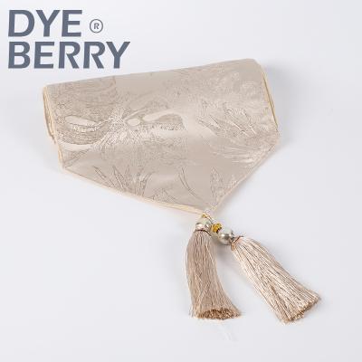 China Simple Dyeberry Gold Foil Pattern Texture Jacquard Wedding Table Runner Decorative Jacquard For Home Decoration for sale