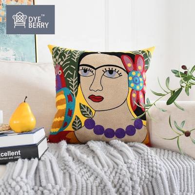 China Wholesale European and American Abstract Dyeberry Sofa Throw Pillow Fast Shipping Series Throw Pillow Cover Embroidery Portrait Throw Pillow for sale