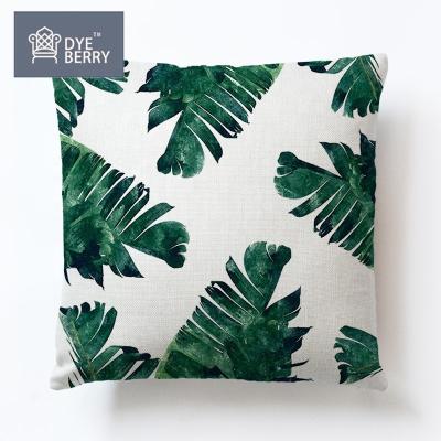 China Fast Shipping Dyeberry Rainforest Plant Leaf Tropical Pillow Cover Print Tree Flower Sofa Cushion Backrest Waist Pillow Diy Foreign Trade for sale