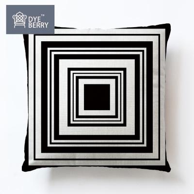 China Fast Shipping Dyeberry Sofa Black And White Throw Pillow Cover Without Core Geometric Cotton And Simple Stripe Plaid Canvas Nordic Wave Pattern for sale