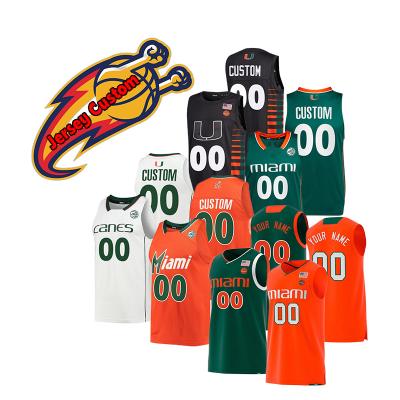 China Antibacterial Mens Miami Hurricanes 0 Custom Player College Basketball Tank Tops for sale