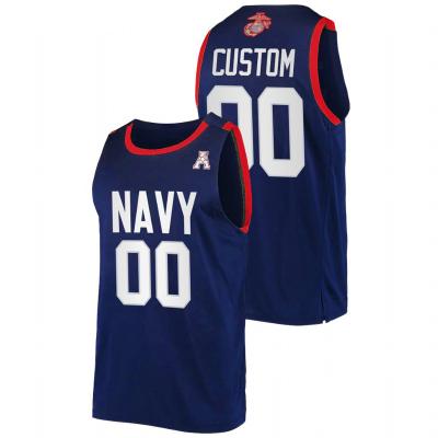 China Antibacterial Mens Navy Midshipmen 0 Player Custom College Basketball Tank Tops for sale