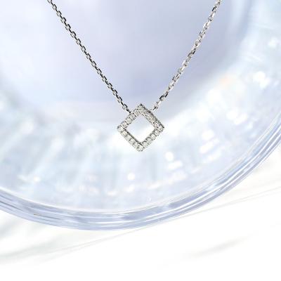 China CLASSIC Anniversary 18K White Gold Classic Square Diamond Fine Fashion Jewelry Necklaces for sale