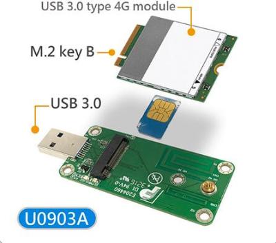 China M.2 Key B LTE Card to USB 3.0 SIM Card Adapter for sale