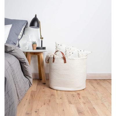 China Folding Large Storage Basket Modern Decorative Woven Rope Laundry crochet basket cotton for sale