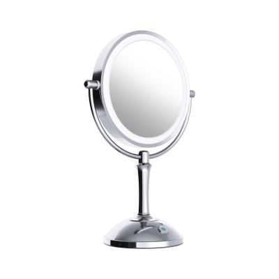 China Custom Double Lit 10X Ring Light Led Makeup Vanity Table Top Stand Magnifying Mirror for sale