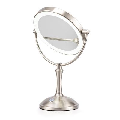 China Two Faced 360 Degree Swivel Lighted Illuminated Led Cosmetic Vanity Mirror With Lights for sale