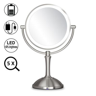 China 220V Plug Lighted In Double Sided 7X Powered Magnifying LED Cosmetic Mirror for sale