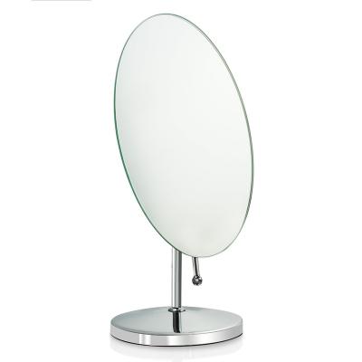 China 2019 New Household Frameless Pedestal Countertops Home Decorations Single Sided Oval Makeup Mirror With Stand for sale