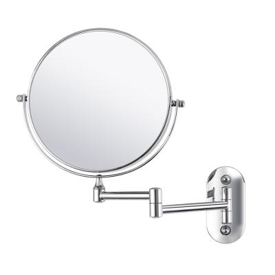 China Double Magnifying Arm Extend Bathroom Metal Swivel Wall Mounted Magnifying Mirror With No Lights for sale