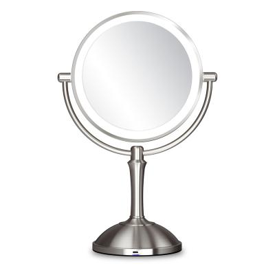 China Two Side Tushengtu 8 Inch Battery Or USB Charging Make Up Brushes Led Mirror With Dimmable Lights for sale