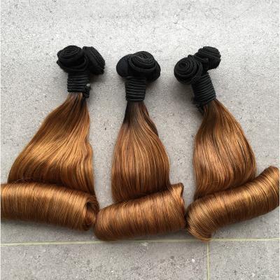 China High Quality Raw Cuticle Aligned Super Double Drawn Hair Drawn Superb Fumi Egg Curl Ombre Color 12A Grade Virgin Hair Bundles Double Hair for sale