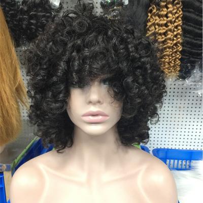 China Factory Wholesale Super Bangs Good Quality Full Lace Wigs Double Drawn Wigs For Black Women's Short Pixie Cut Bob Wigs 300grams for sale