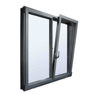 China European High Quality Gray Thermal Break Aluminum Frame Double Folding Glass Screen Swing To Tilt And Turn Casement Windows for sale