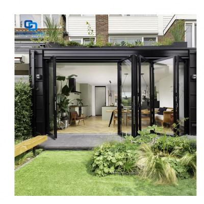 China Factory Supply Waterproof Aluminum Profile Double Glazed Clad Glass Foldable Windows Sliding Exterior Bifold Doors for sale