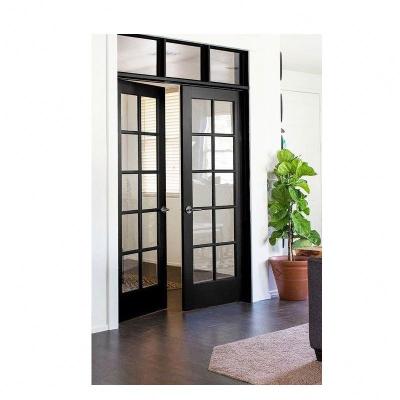 China Front Security French Main Entrance Front Security French Main Entrance Design Waterproof Premium Black Painted Exterior Glass Steel Door for sale