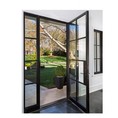 China Modern Design Waterproof Luxury Steel Doors Industrial Steel Glass Doors Metal Frames Windows Grill Wrought Iron Entry Front Door for sale