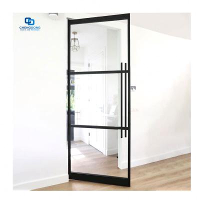 China Industrial Customs Colors Powder Coating French Doors Double Door Single Modern Black Steel Interior Patio for sale