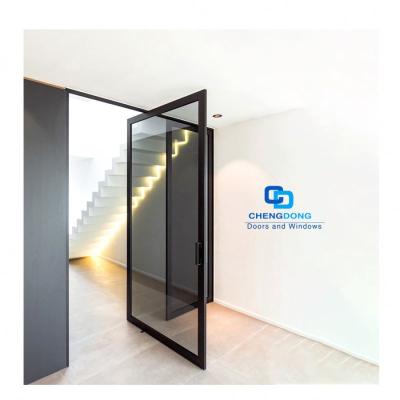 China Modern Design Black Frame Style Black Interior Narrow Metal Grill Single Wall Office Partition Pivot Doors for sale