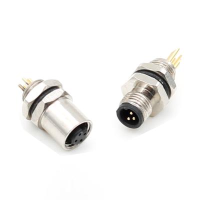 China IP67 Waterproof Automotive Connector M5 4 Pin Connector Female For Panel Mount for sale