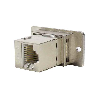 China Commercial Ethernet RJ45 Female Socket CAT6 Cable Panel Mount Waterproof Connector With Cover for sale