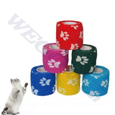 China Colorful Printing Nonwoven Animal Medical Nonwoven Self Adhesive Elastic Cohesive Bandage For Veterinary Waterproof Adhesive Bandage for sale