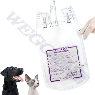 China PVC WEGO Veterinary Hospital Use Disposable Pets Single Double Quadruple Triple Blood Bags Medical DPC 450ml for sale