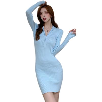 China Polyester Anti-Static Sweater Long Sleeves Bodycon Sweater Dress for sale